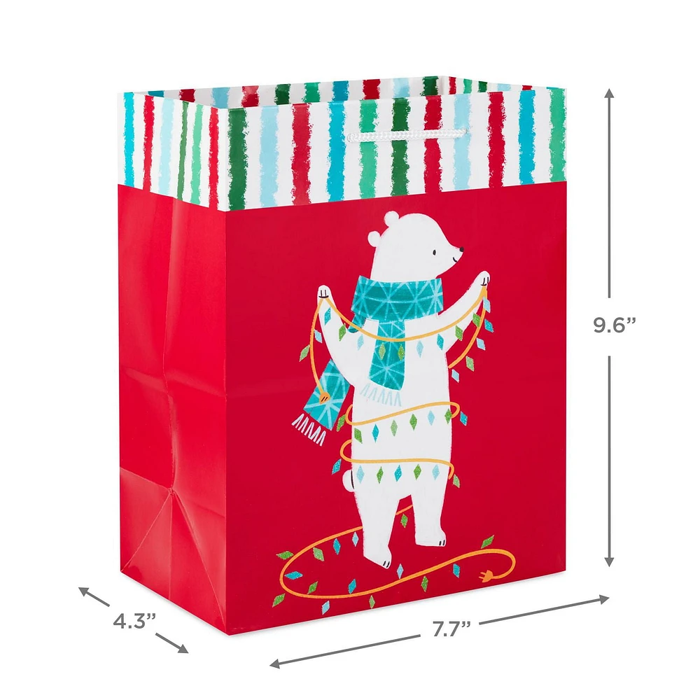 Hallmark Medium Christmas Gift Bag (Polar Bear With Christmas Lights)