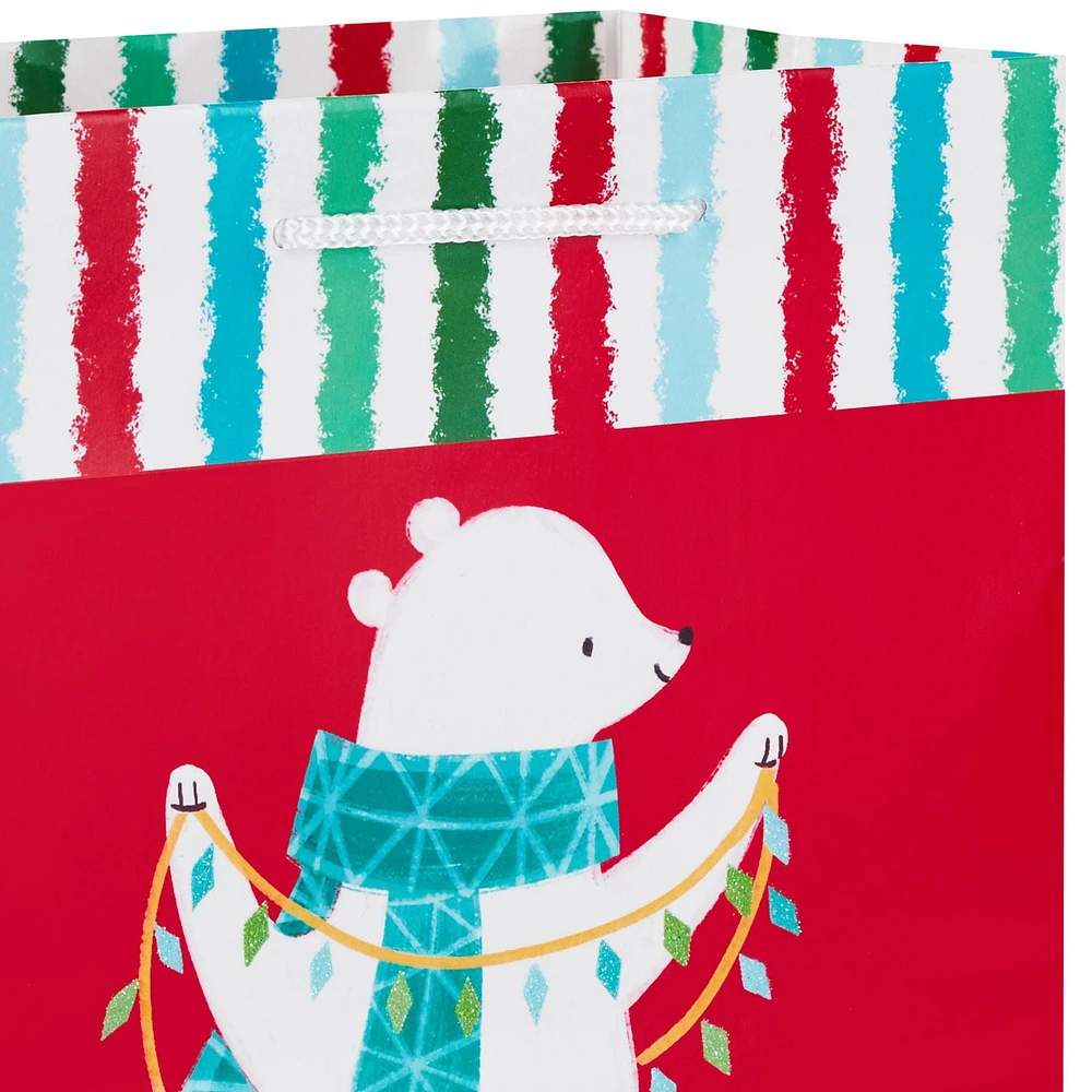 Hallmark Medium Christmas Gift Bag (Polar Bear With Christmas Lights)