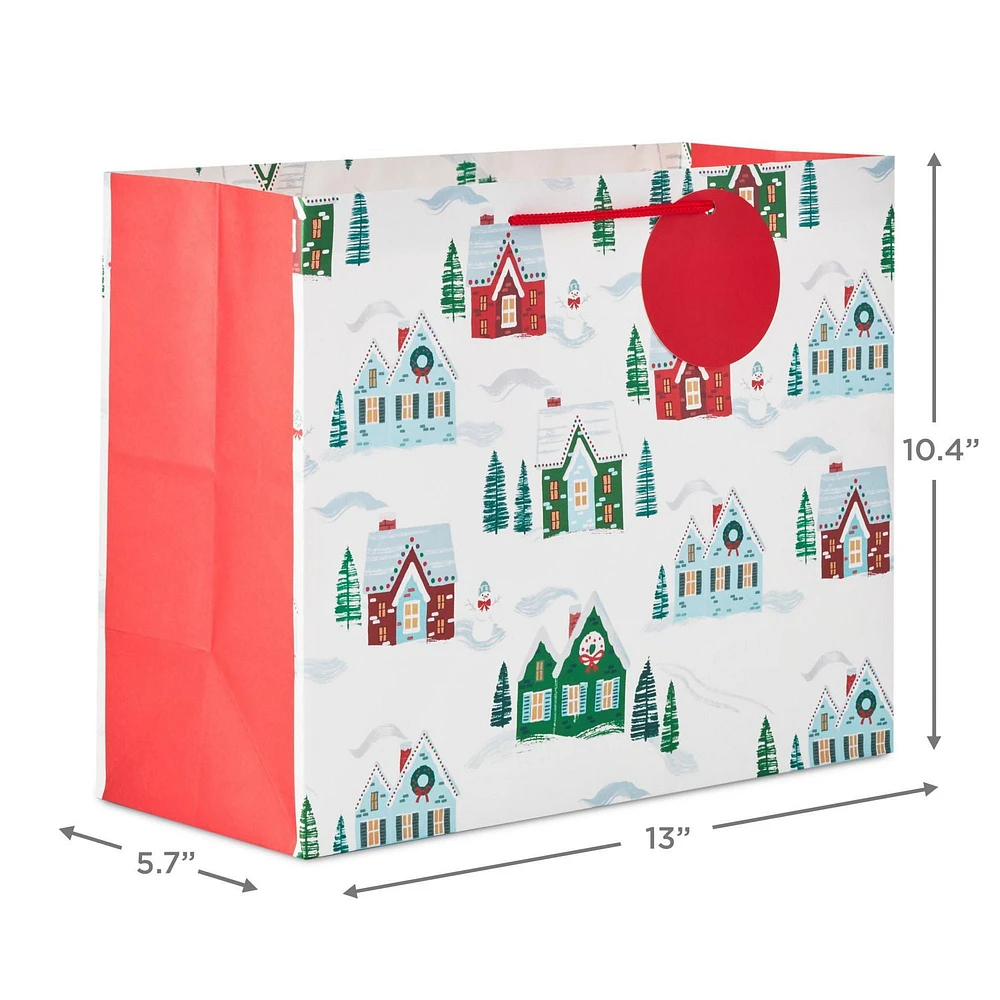 Hallmark Large Horizontal Christmas Gift Bag (Snowy Houses)