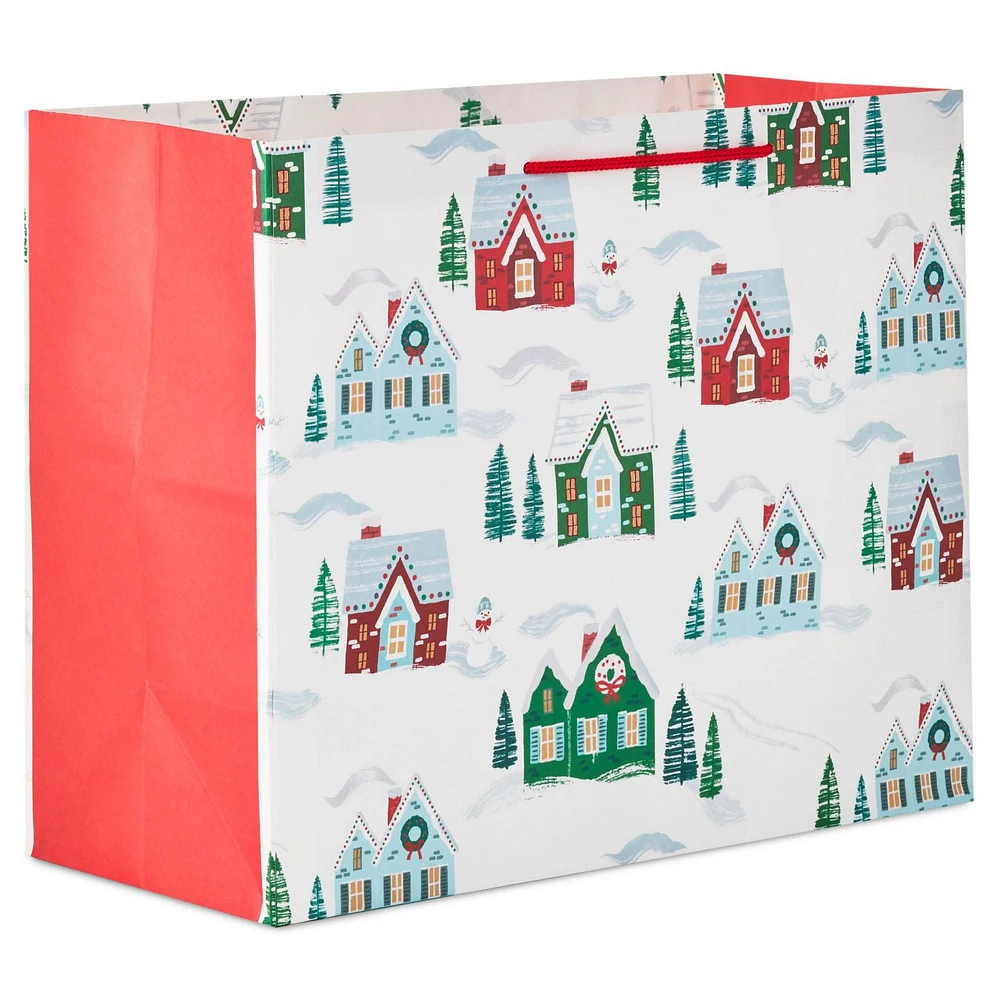 Hallmark Large Horizontal Christmas Gift Bag (Snowy Houses)