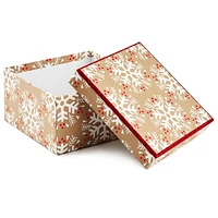 Hallmark Small Christmas Gift Box with Lid (White Snowflakes with Red)