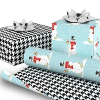 Hallmark Reversible Christmas Wrapping Paper (Snowmen and Houndstooth)