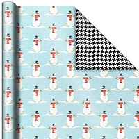 Hallmark Reversible Christmas Wrapping Paper (Snowmen and Houndstooth)