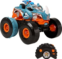 Hot Wheels Monster Trucks HW Transforming Rhinomite RC in 1:12 Scale with 1:64 Scale Toy Truck