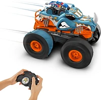 Hot Wheels Monster Trucks HW Transforming Rhinomite RC in 1:12 Scale with 1:64 Scale Toy Truck