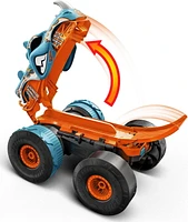 Hot Wheels Monster Trucks HW Transforming Rhinomite RC in 1:12 Scale with 1:64 Scale Toy Truck