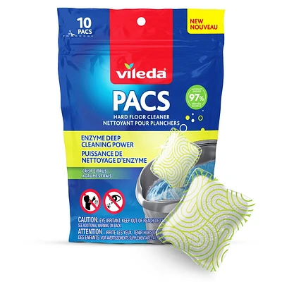 Vileda PACS Hard Floor Cleaner, Crisp Citrus, Enzyme floor cleaning solution