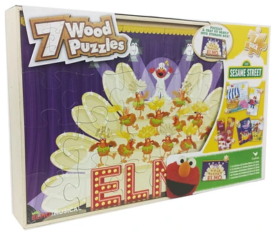 Cardinal Games Sesame Street 7 Wood Puzzles Pack with Storage Box