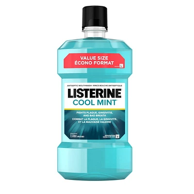 Rince-bouche antiseptique Listerine pour la gingivite et la plaque dentaire - Contient des huiles essentielles comme le thymol, le menthol et l'eucalyptol