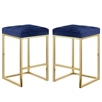 Pipe II Counter Stool in Blue and Gold color - Set of 2