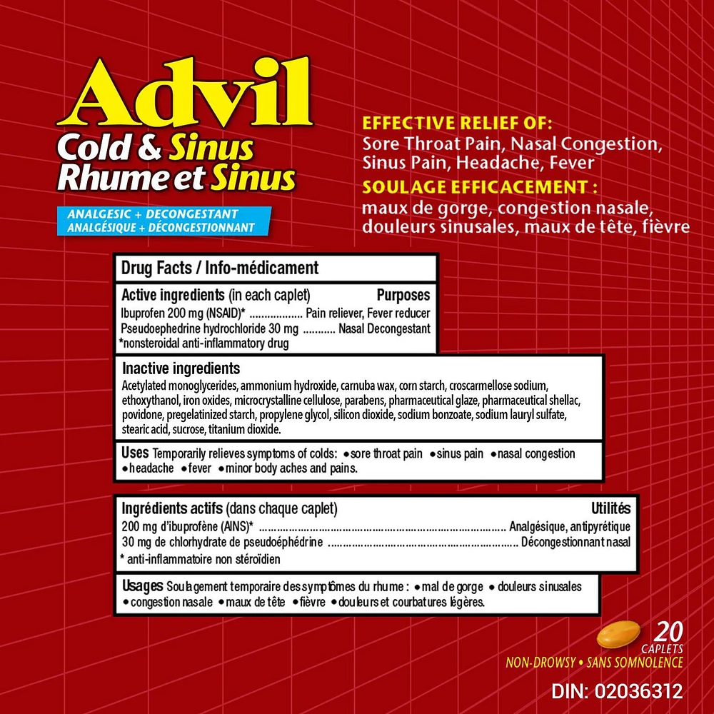 Decongestant Advil Cold & Sinus - 40 caplets 40 caplets