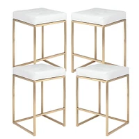 PIPE II COUNTER STOOL with tufted cushion and brushed gold stainless steel frame SET OF 4