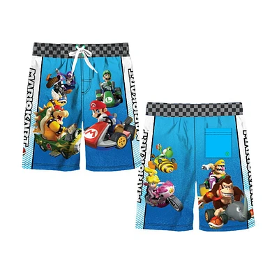 Mario Kart Checkered Boy's Swim Short, Size XS-L