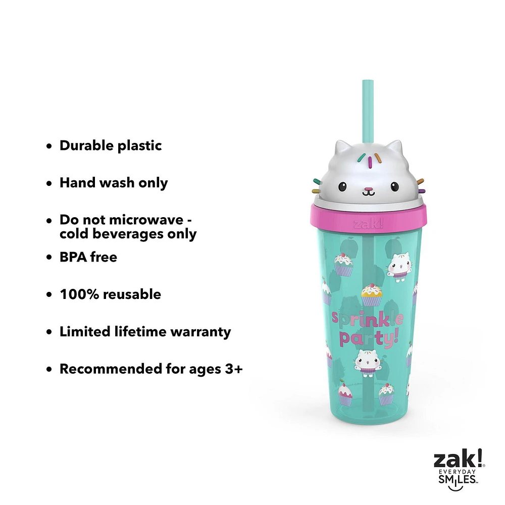 Zak Designs Gabby's Dollhouse 18oz Super Sipper Tumbler, Gabby18oz Super Sipper Tumbler