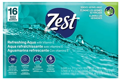 Zest Bar Soap Aqua, Pure Cleansing Bars 16ct