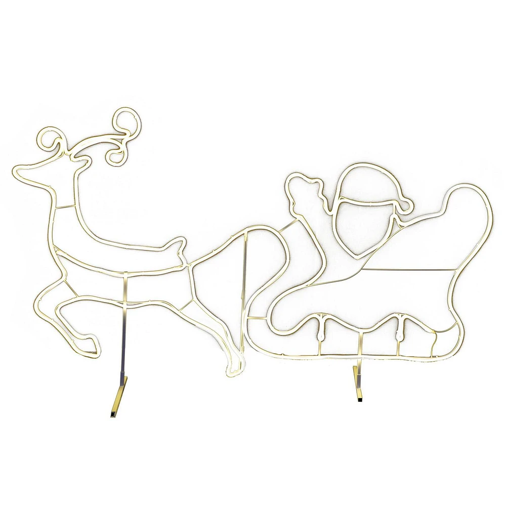 HOLIDAY TIME 5FT NEON EFFECT DEER AND SANTA SLEIGH