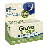 Gravol Ginger  Comprimés Pour La Nuit avec Mélatonine 16 Comprimés