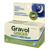 Gravol Ginger  Comprimés Pour La Nuit avec Mélatonine 16 Comprimés