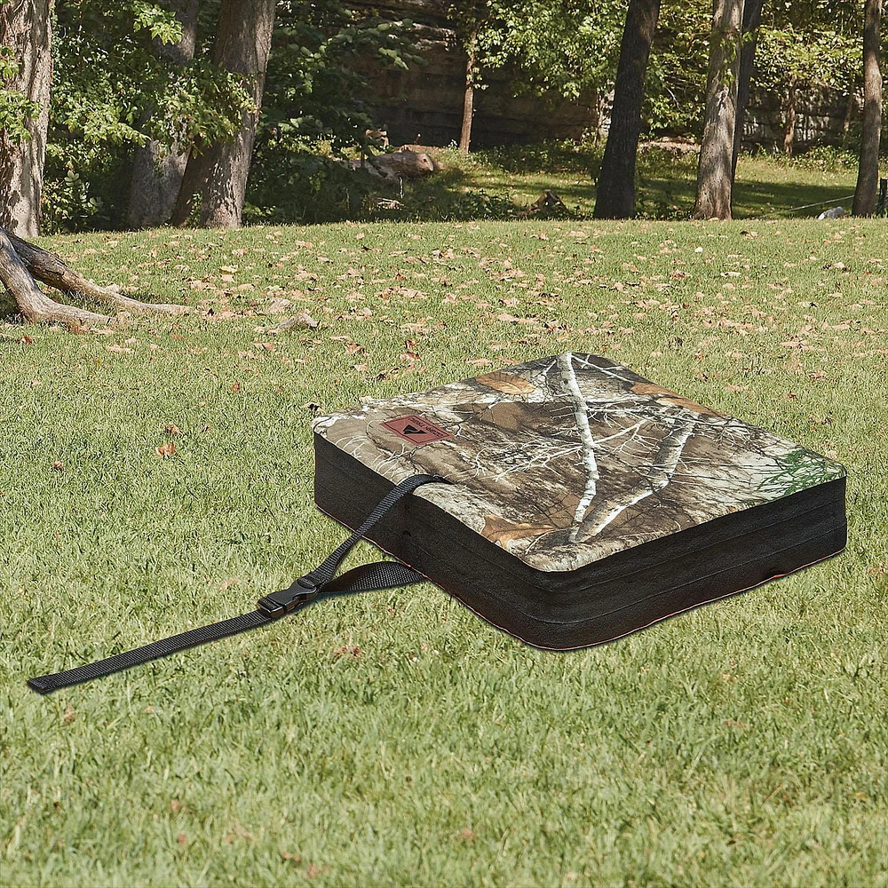 Ozark Trail Foam Hunting Cushion reversible Camo & Orange sides, carry strap, multi purpose