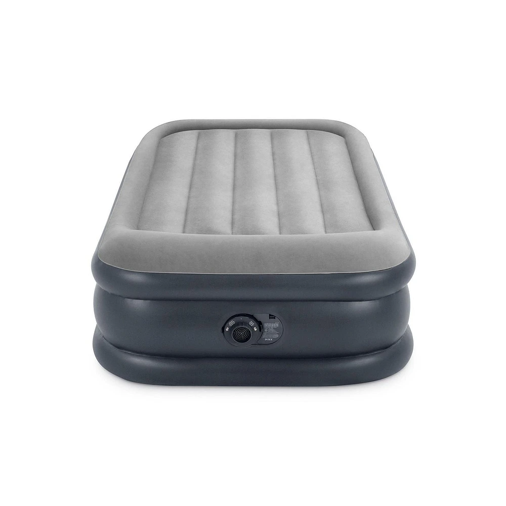 INTEX Dura-BeamÂ® Deluxe Pillow Rest Raised Air Mattress, 16.5in. Twin, with Fiber-Tech® Construction