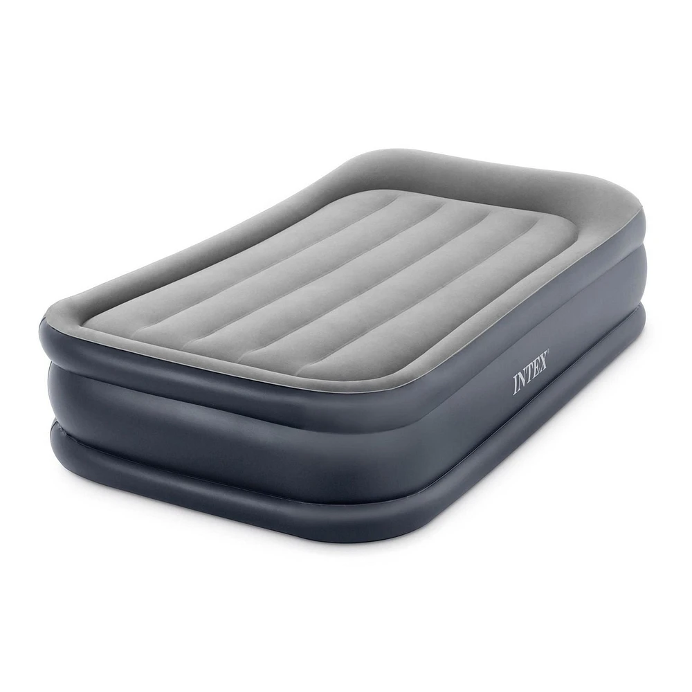 INTEX Dura-BeamÂ® Deluxe Pillow Rest Raised Air Mattress, 16.5in. Twin, with Fiber-Tech® Construction