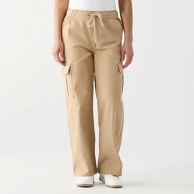 DV Pantalon cargo à taille haute et coupe décontractée avec ceinture élastique haute, relaxante