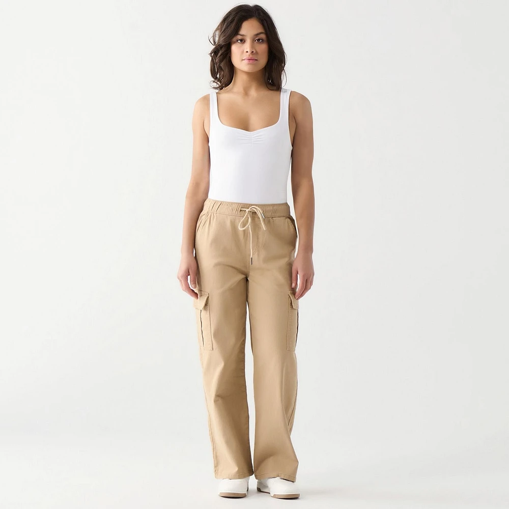 DV Pantalon cargo à taille haute et coupe décontractée avec ceinture élastique haute, relaxante