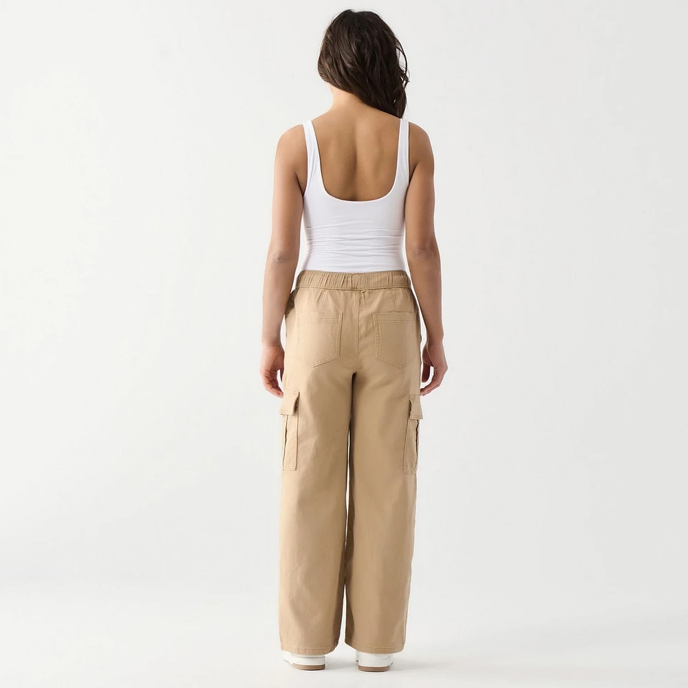 DV Pantalon cargo à taille haute et coupe décontractée avec ceinture élastique haute, relaxante