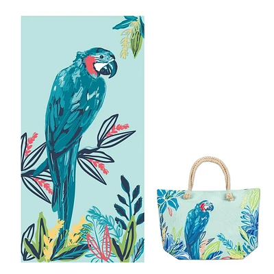 Safdie & Co. Ens Sac Et Serviette Plage Perroquet