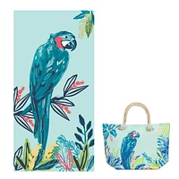 Safdie & Co. Beach Bag and Towel Set Parrot