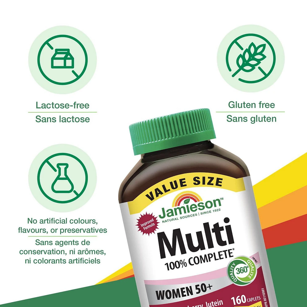 Jamieson 100% Complete Multivitamin for Women 50+ Value Size, 160 Caplets