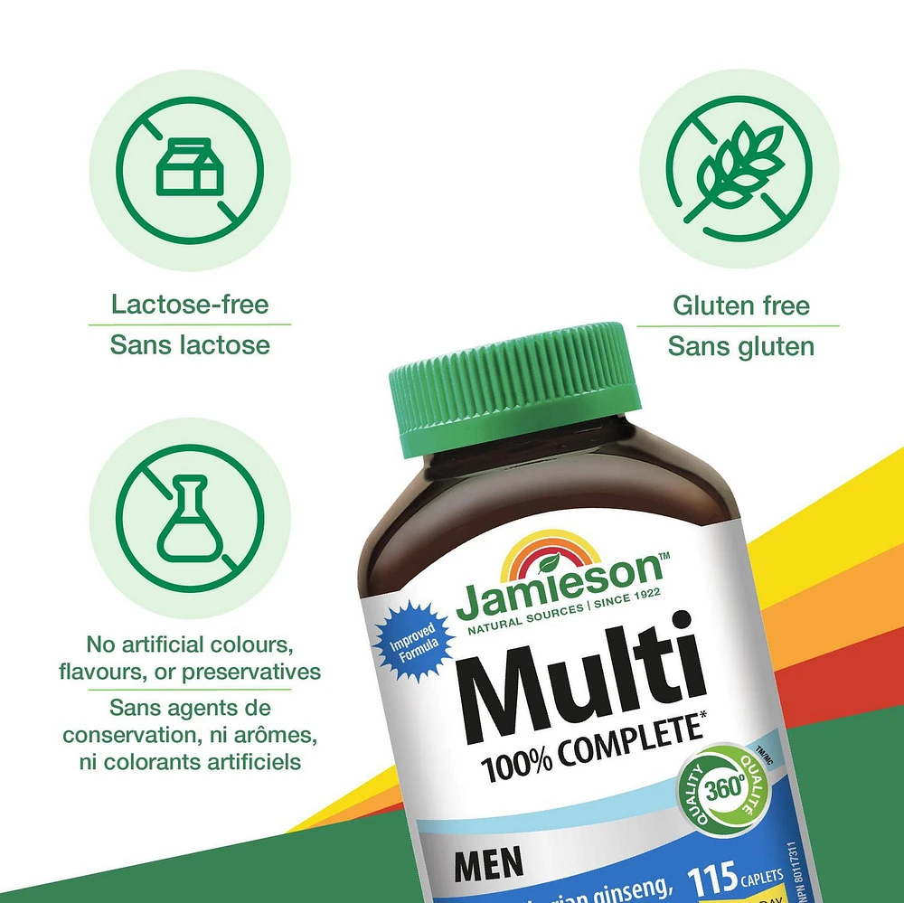 Jamieson 100% Complete Multivitamin for Men, 115 Caplets