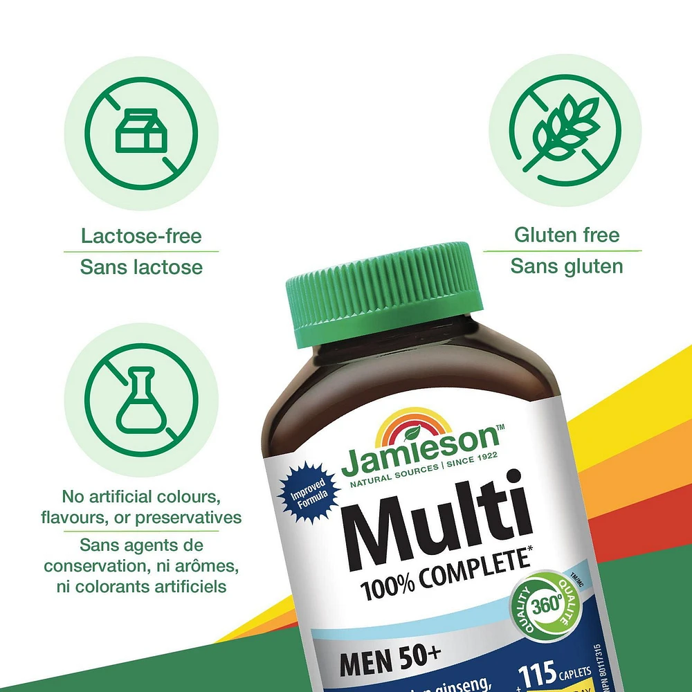 Jamieson 100% Complete Multivitamin for Men 50+, 115 Caplets