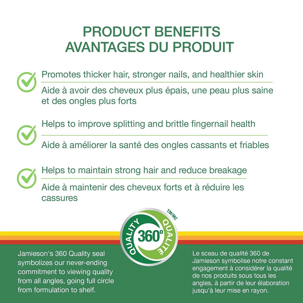 Jamieson Gélules de Biotine 10 000 mcg 45 gélules