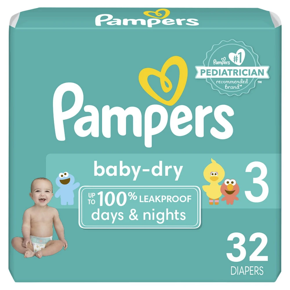 Pampers Baby Dry Diapers - Jumbo Bag, Sizes 1-6