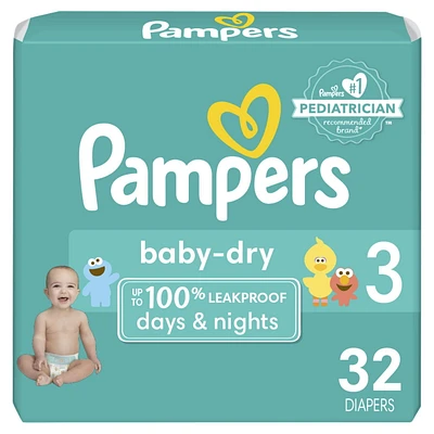 Pampers Baby Dry Diapers - Jumbo Bag, Sizes 1-6