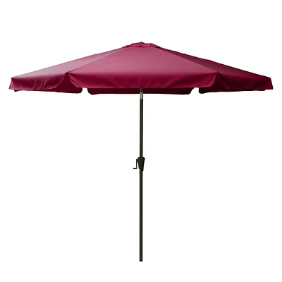 CorLiving Grand parasol rond de 3 m avec rabats latéraux et cadre en acier – Parasols parfaits pour l'extérieur, parasol de table pour terrasse, parasol de table sur pied