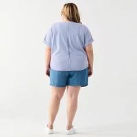 DV A loose fitting, rolled cuff S/S shirt with button up front