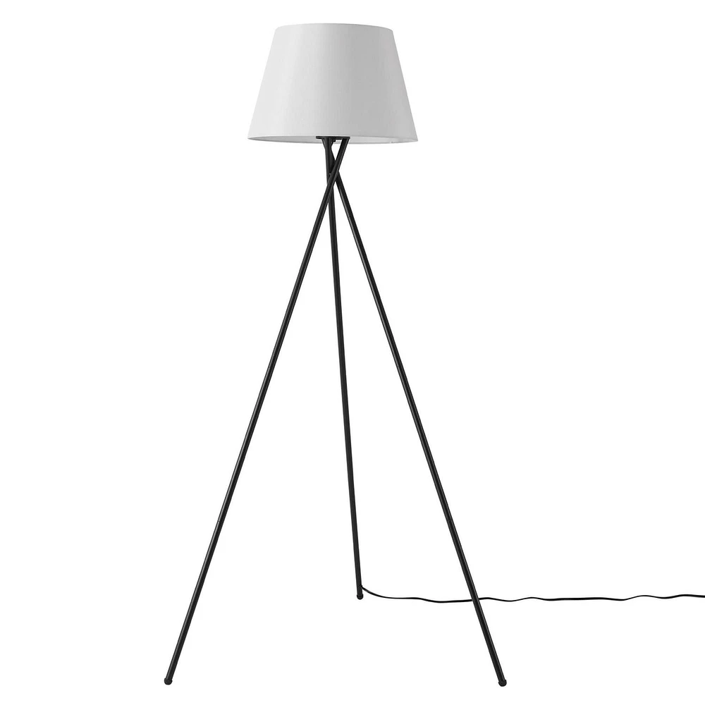 Allen 59" Floor Lamp, Matte Black, White Linen Shade, On/Off Switch on Socket