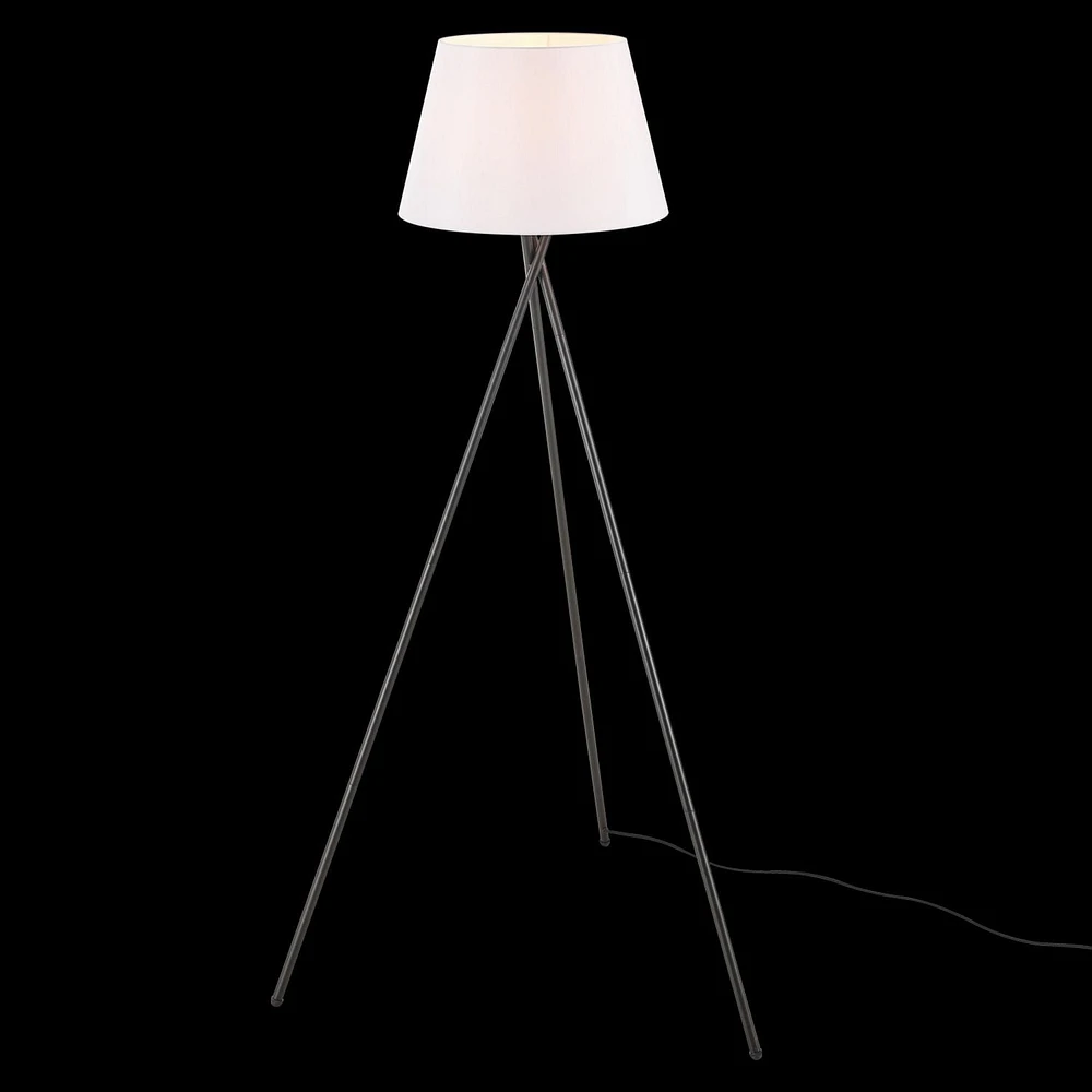 Allen 59" Floor Lamp, Matte Black, White Linen Shade, On/Off Switch on Socket