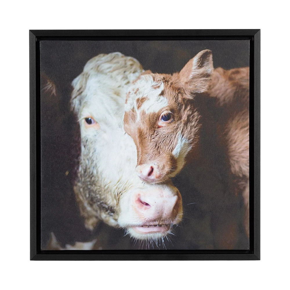 hometrends Soft Modern Cow and Calf Canvas Art