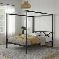 DHP Remna Queen Metal Canopy Bed, Black