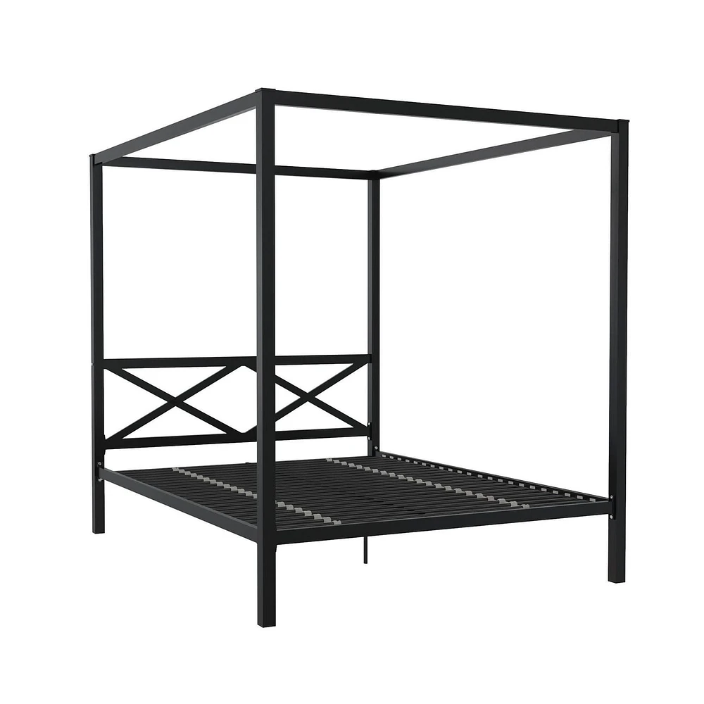 DHP Remna Queen Metal Canopy Bed, Black