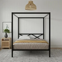 DHP Remna Queen Metal Canopy Bed, Black