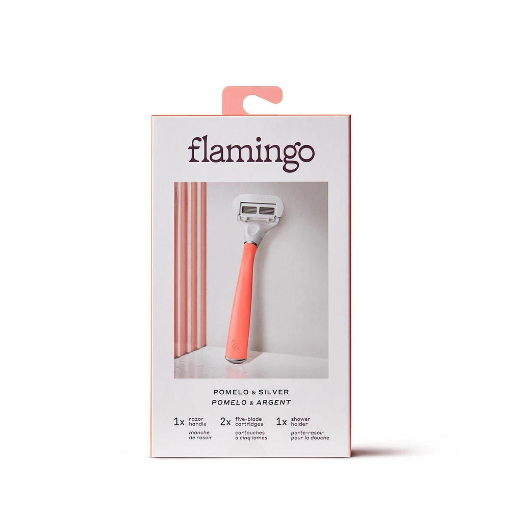 Flamingo Women's 5-blade Razor with Replacement Blade Cartridge - Pomelo