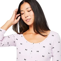Robe côtelée à encolure Henley No Boundaries pour femmes