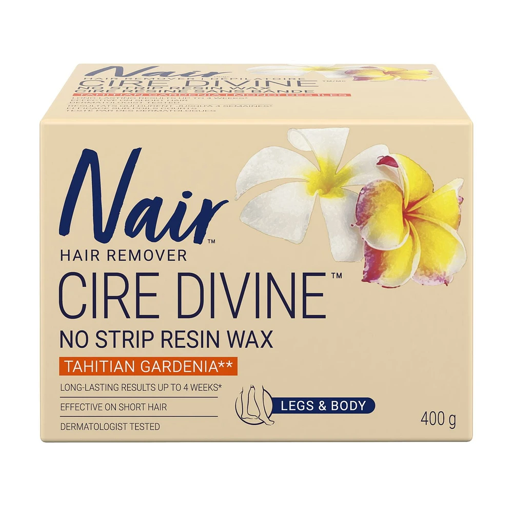 Nair Cire Divine No Strip Resin Wax for Legs & Body, Tahitian Gardenia, 400 g