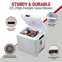 Koolatron 12V Electric Cooler/Warmer, 27L (29 qt) Thermoelectric Car Fridge, Portable Mini Fridge, Gray