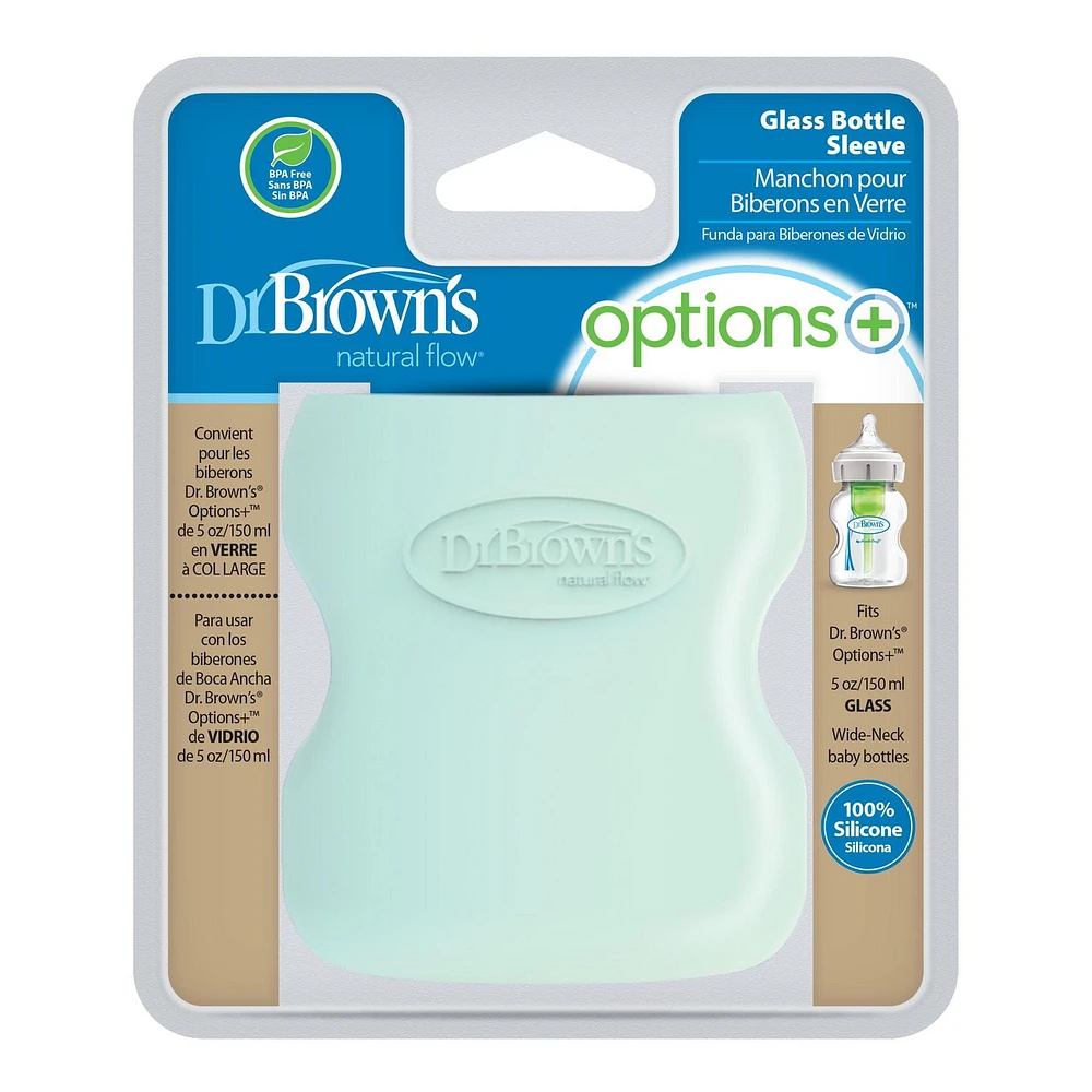 Dr. Brown’s Natural Flow™ Options+™ Glass Baby Bottle Silicone Wide-Neck Sleeve 5oz Mint Green