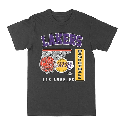 T-shirt de basket-ball anthracite sous licence officielle NBA des Los Angeles Lakers